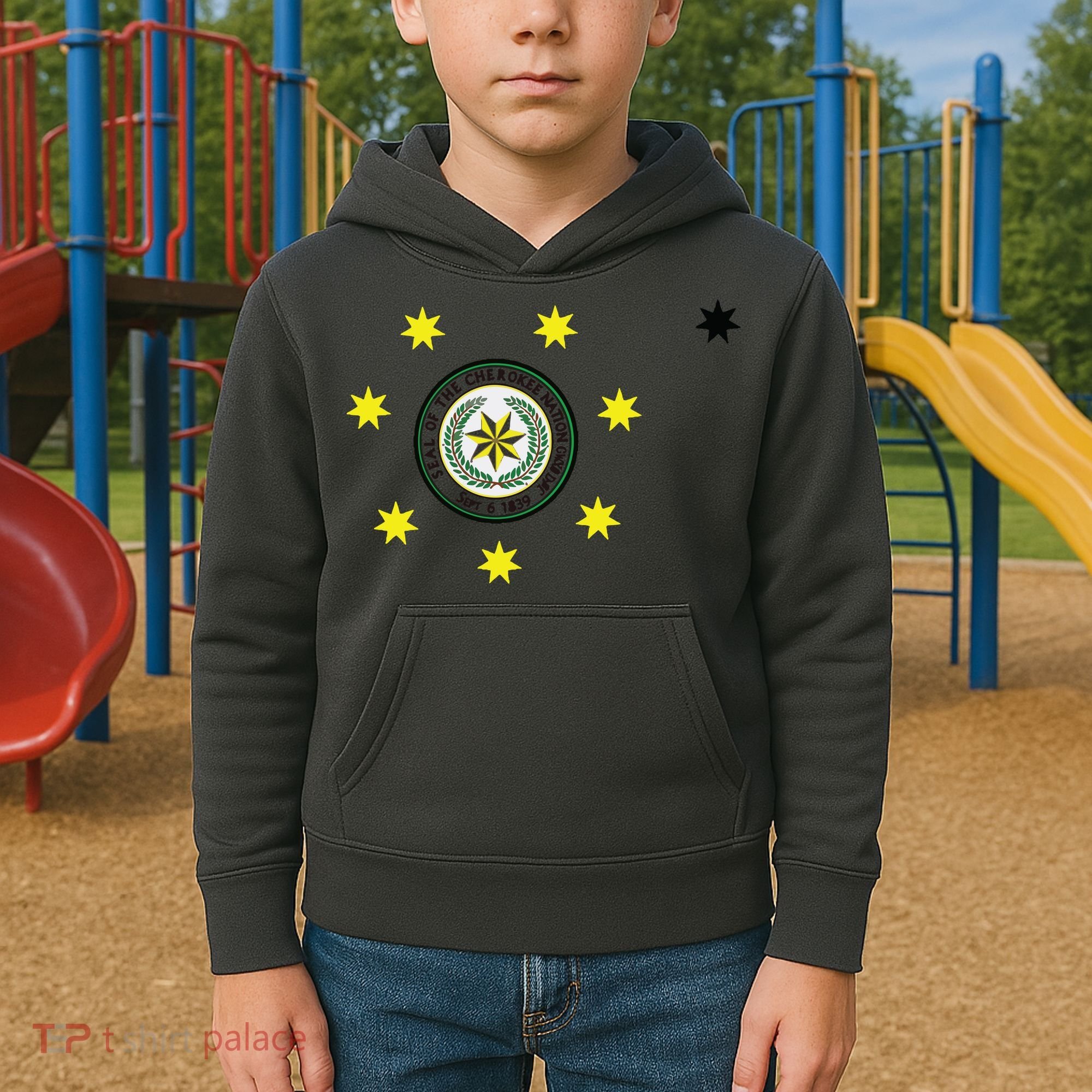 Cherokee Nation Flag Cherokee Kids Hoodie