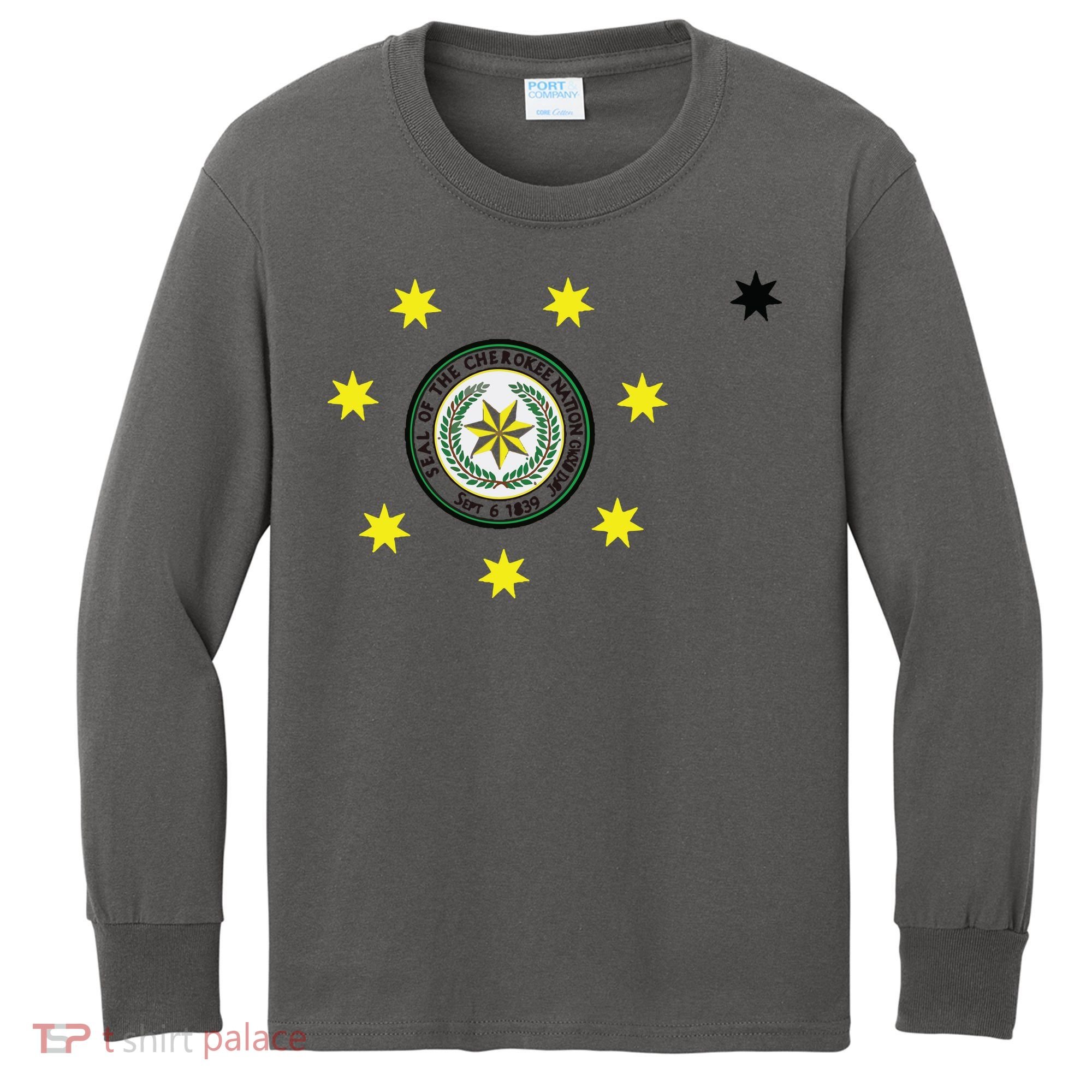 Cherokee Nation Flag Cherokee Kids Long Sleeve Shirt