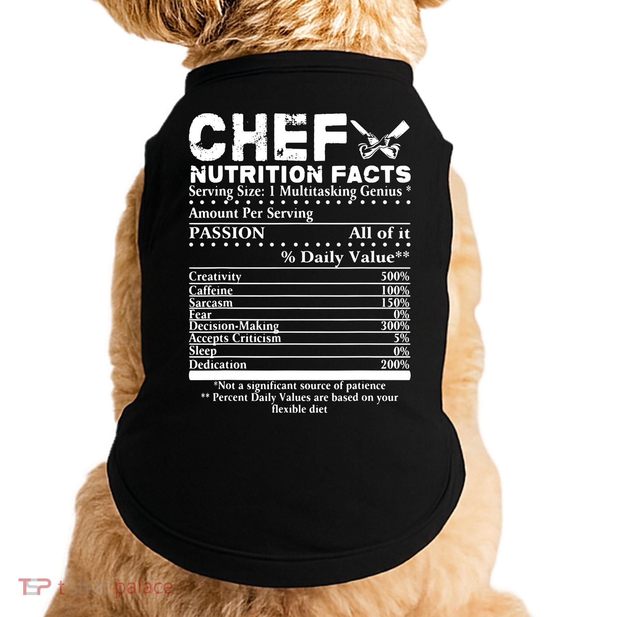 Chef Nutrition Facts Cool Chef Tee Gift For Chefs Doggie Tank