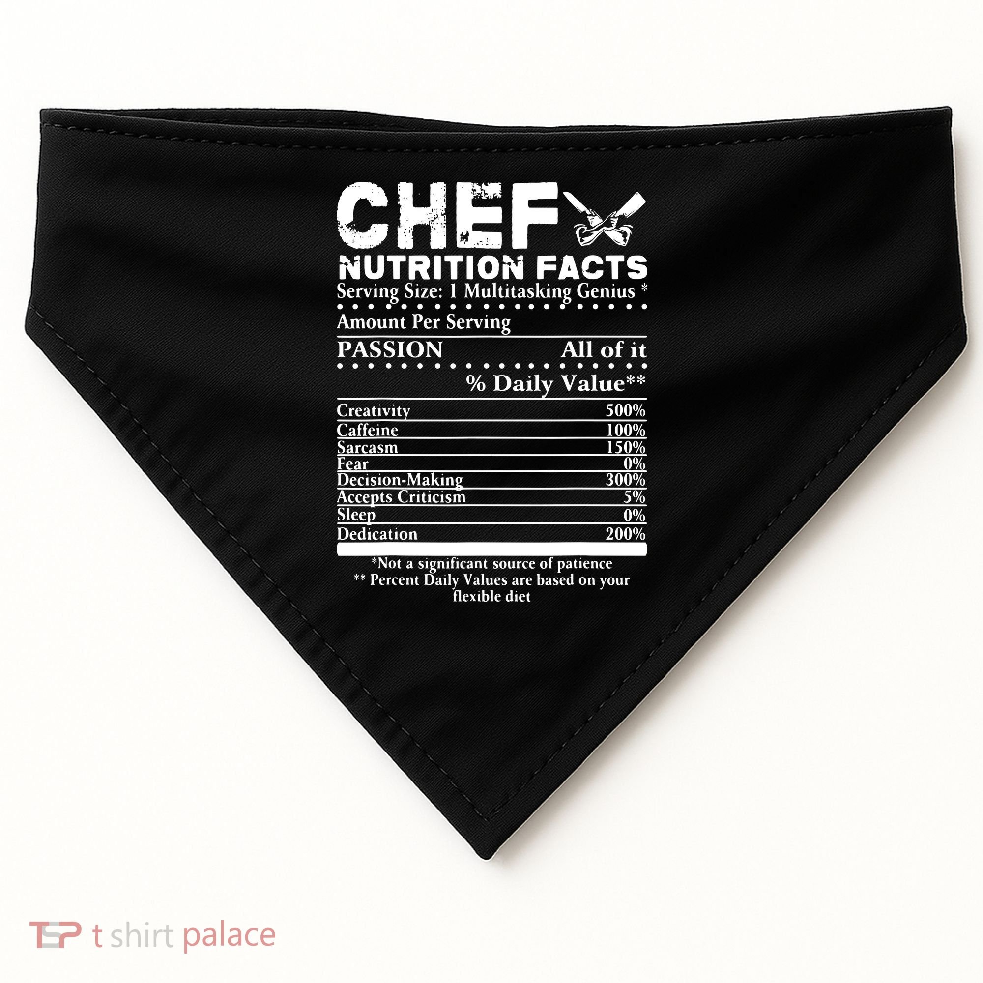 Chef Nutrition Facts Cool Chef Tee Gift For Chefs USA-Made Doggie Bandana
