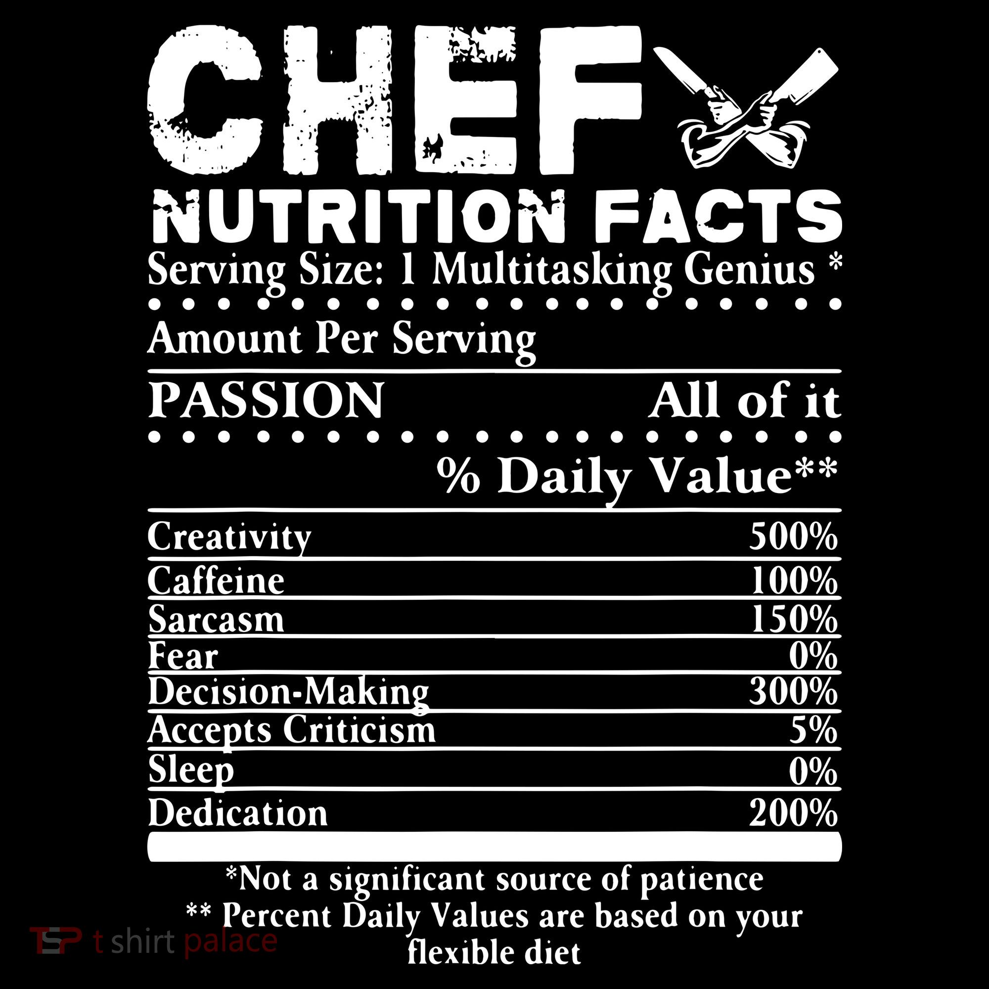 Chef Nutrition Facts Cool Chef Tee Gift For Chefs Apron