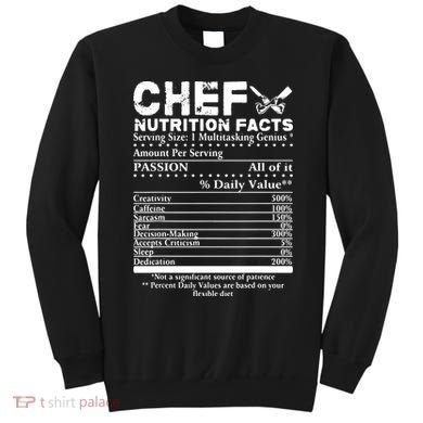 Chef Nutrition Facts Cool Chef Tee Gift For Chefs Sweatshirt