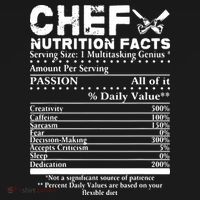 Chef Nutrition Facts Cool Chef Tee Gift For Chefs Button thumb 1