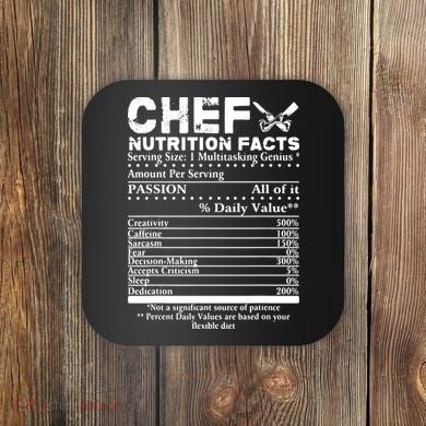 Chef Nutrition Facts Cool Chef Tee Gift For Chefs Coaster