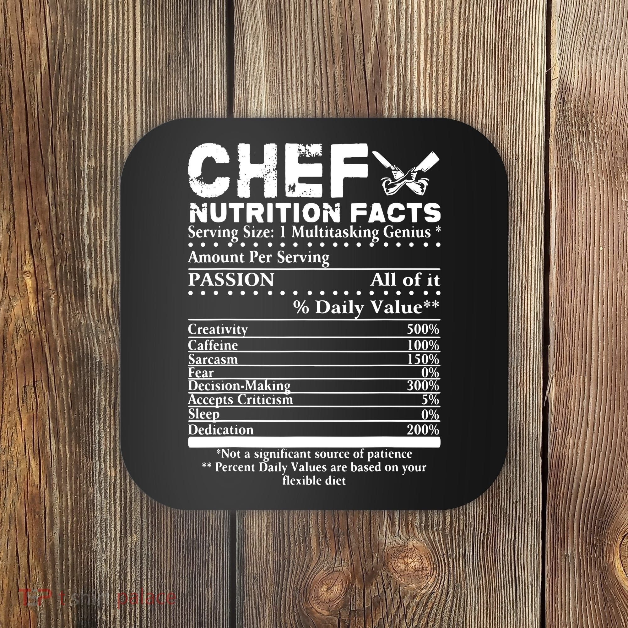 Chef Nutrition Facts Cool Chef Tee Gift For Chefs Coaster
