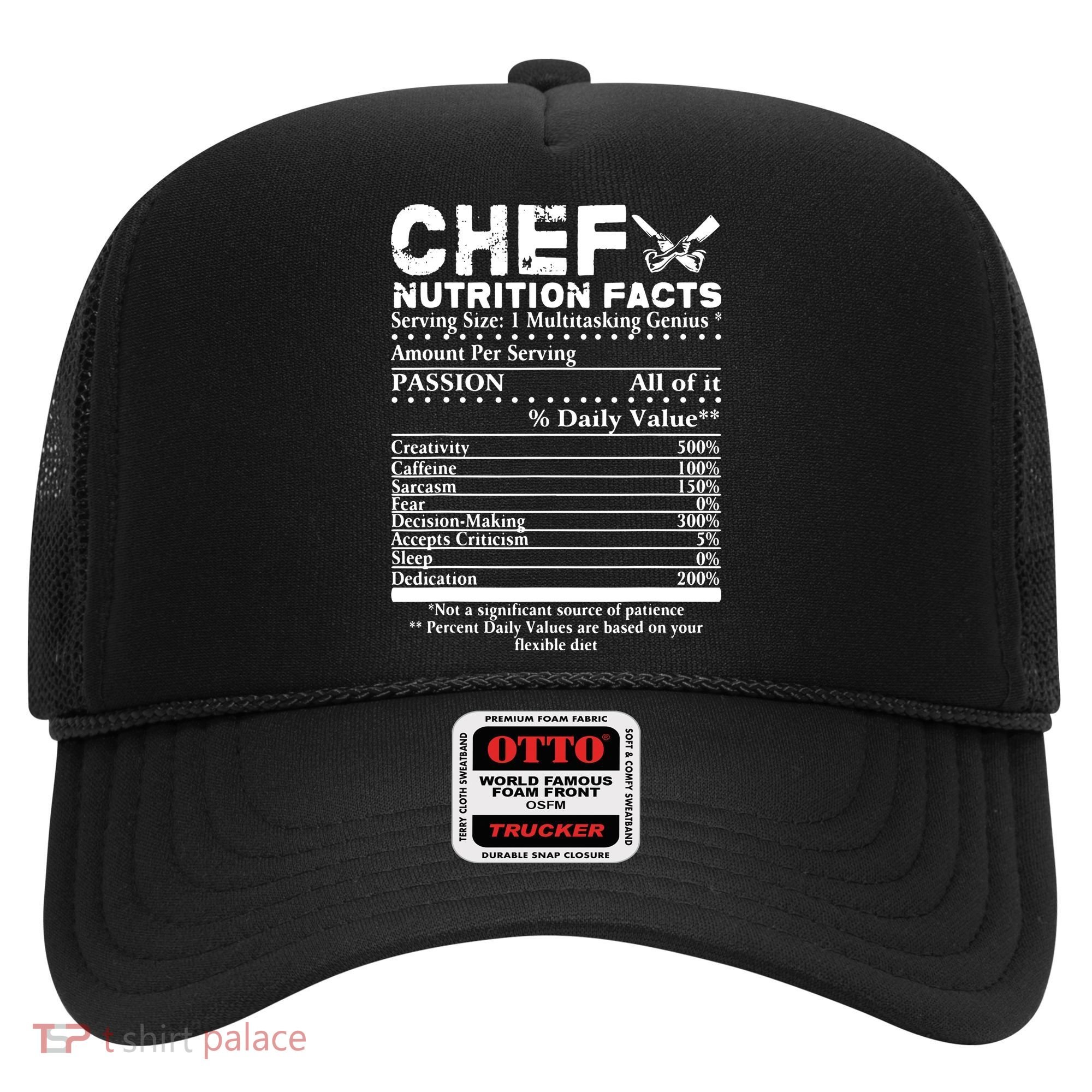 Chef Nutrition Facts Cool Chef Tee Gift For Chefs Hat
