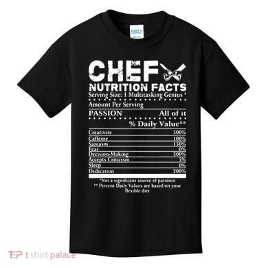 Chef Nutrition Facts Cool Chef Tee Gift For Chefs Kids T-Shirt