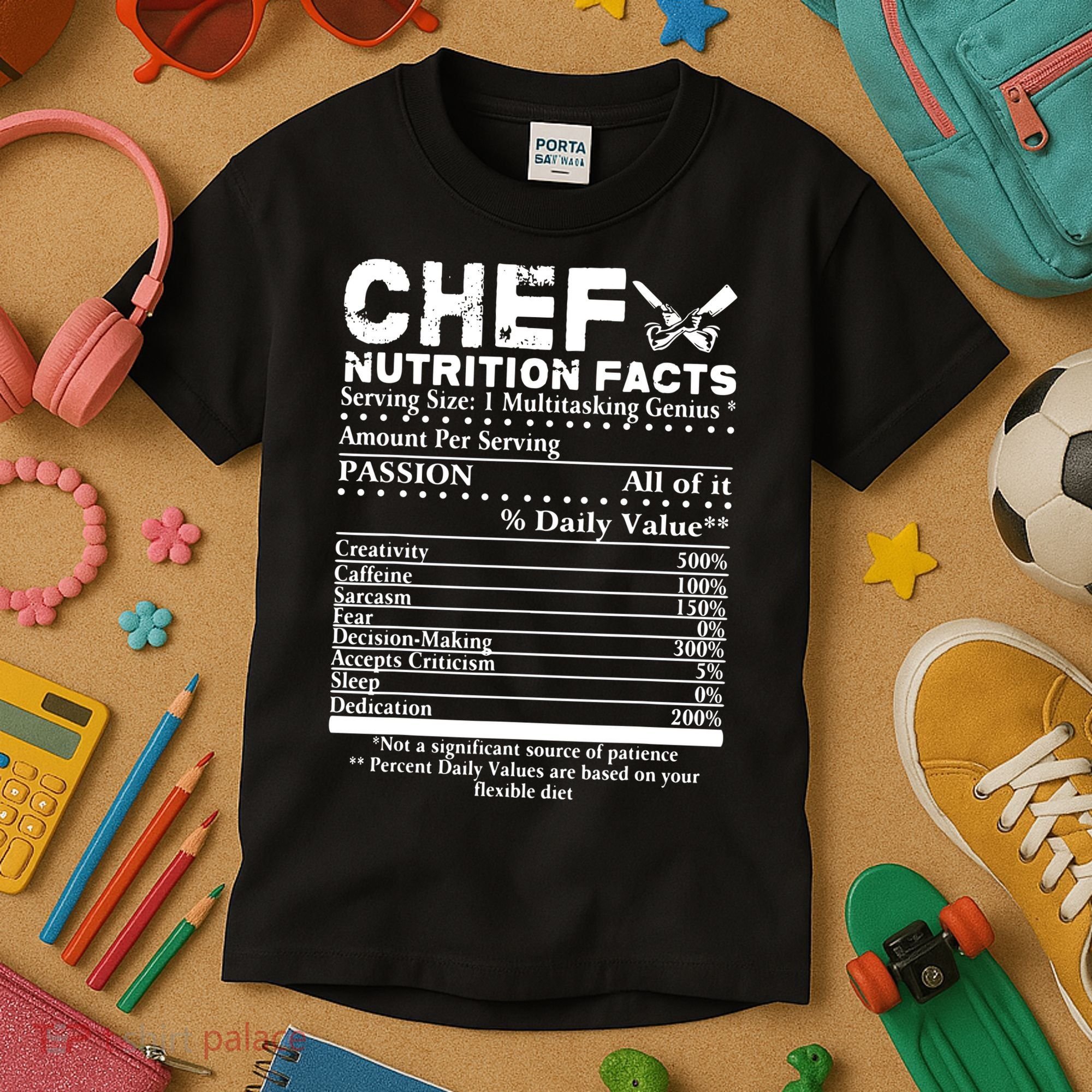 Chef Nutrition Facts Cool Chef Tee Gift For Chefs Kids T-Shirt