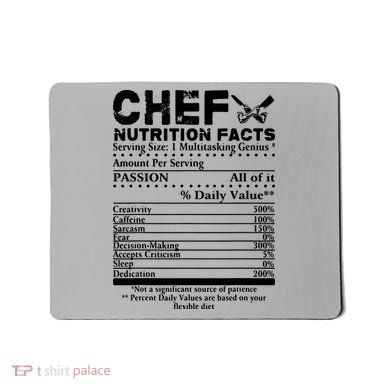 Chef Nutrition Facts Cool Chef Tee Gift For Chefs Mousepad
