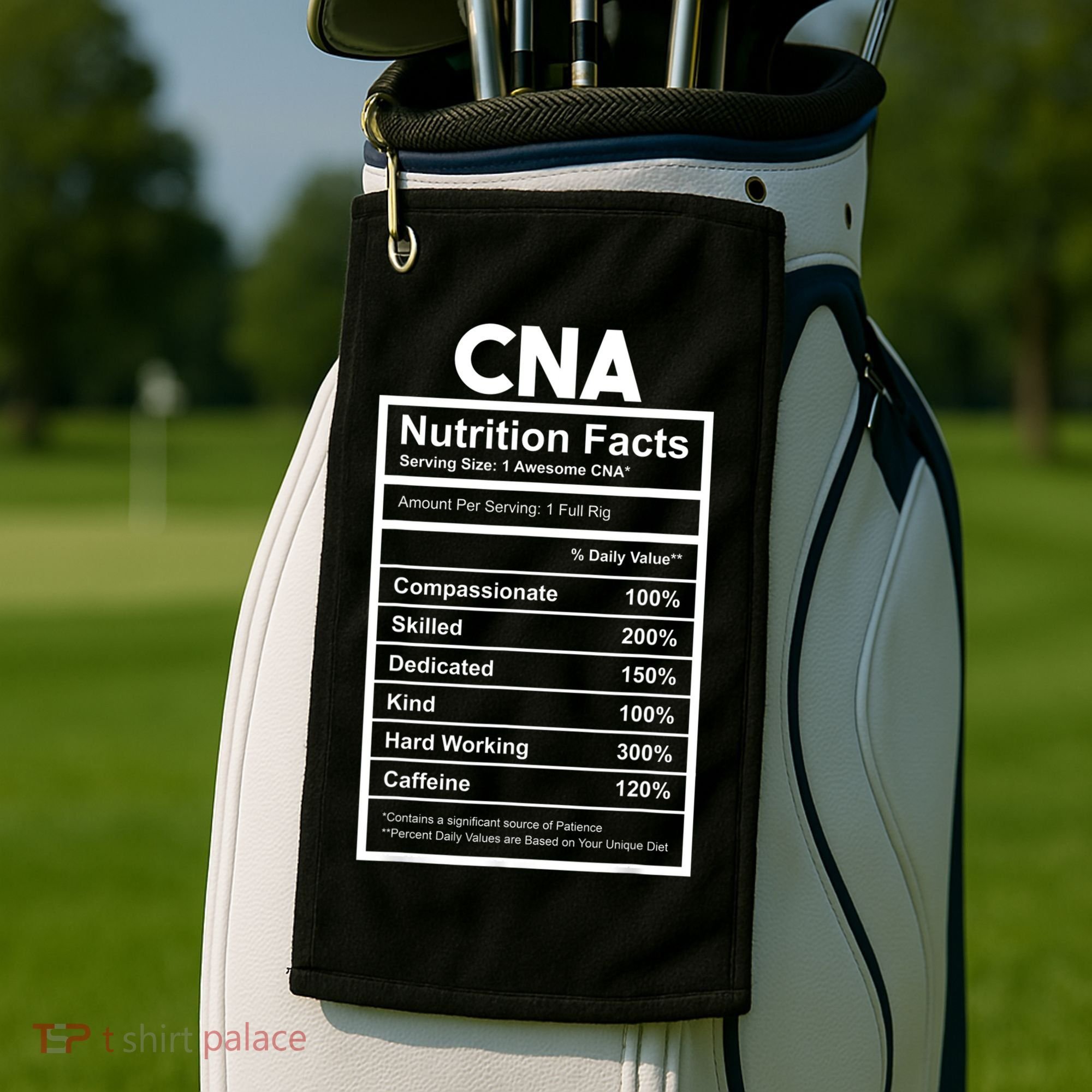 CNA Nutrition Facts Certified Nursing Assistant Golf Towel