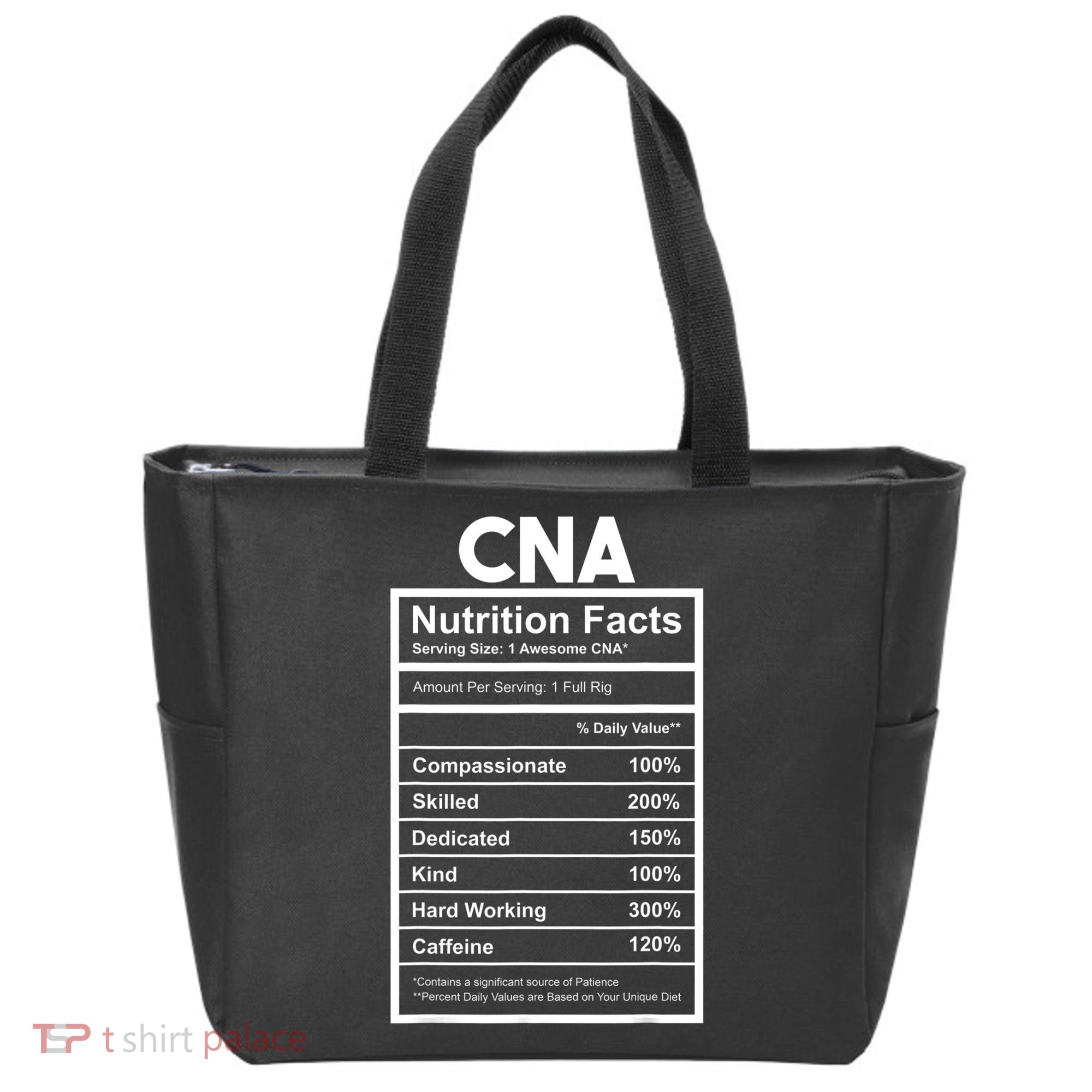 CNA Nutrition Facts Certified Nursing Assistant Tote Bag