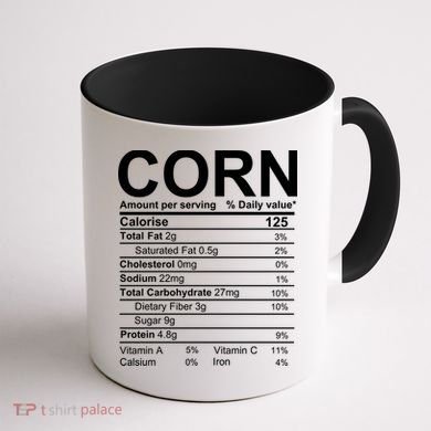 Corn Nutrition Facts Label Coffee Mug back