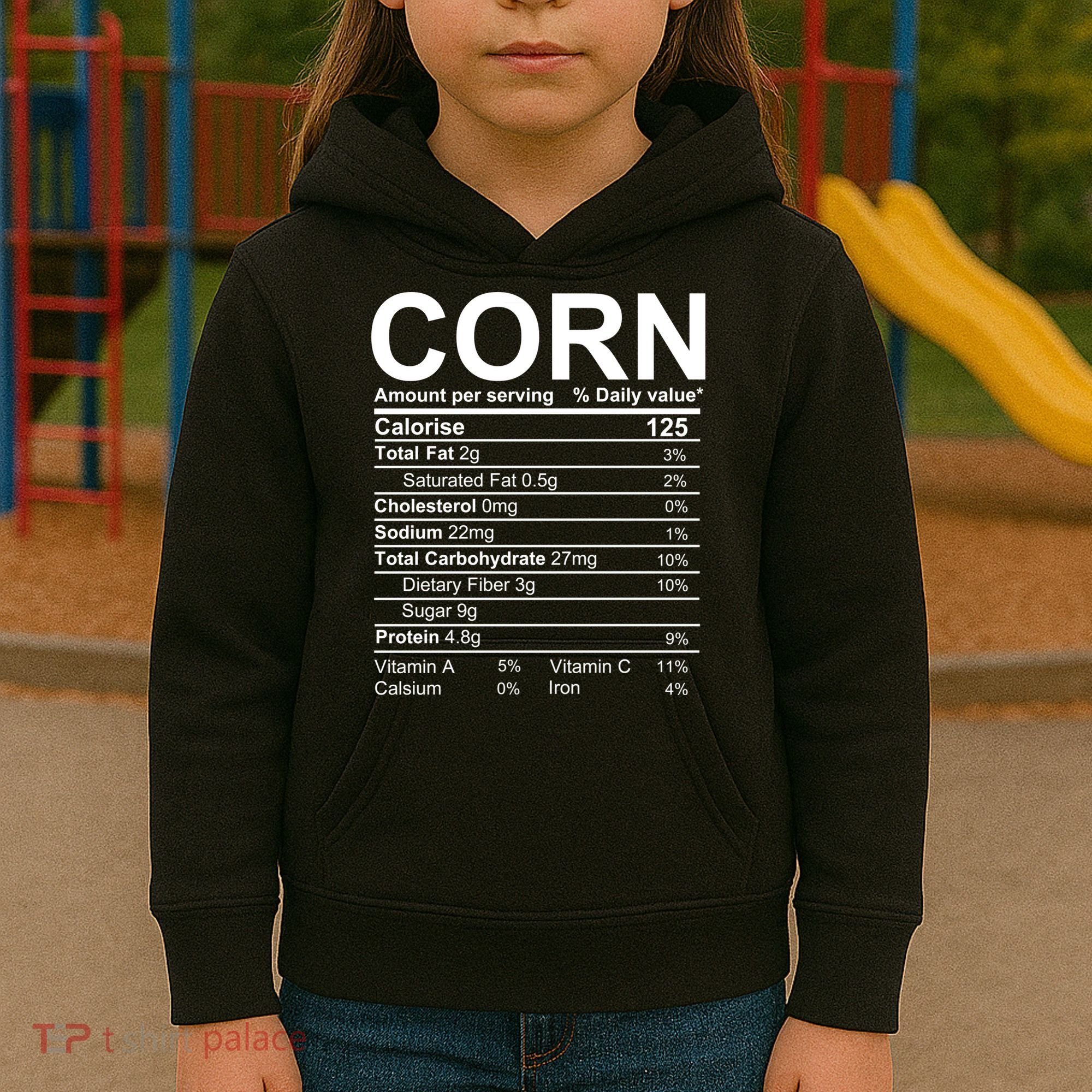 Corn Nutrition Facts Label Kids Hoodie