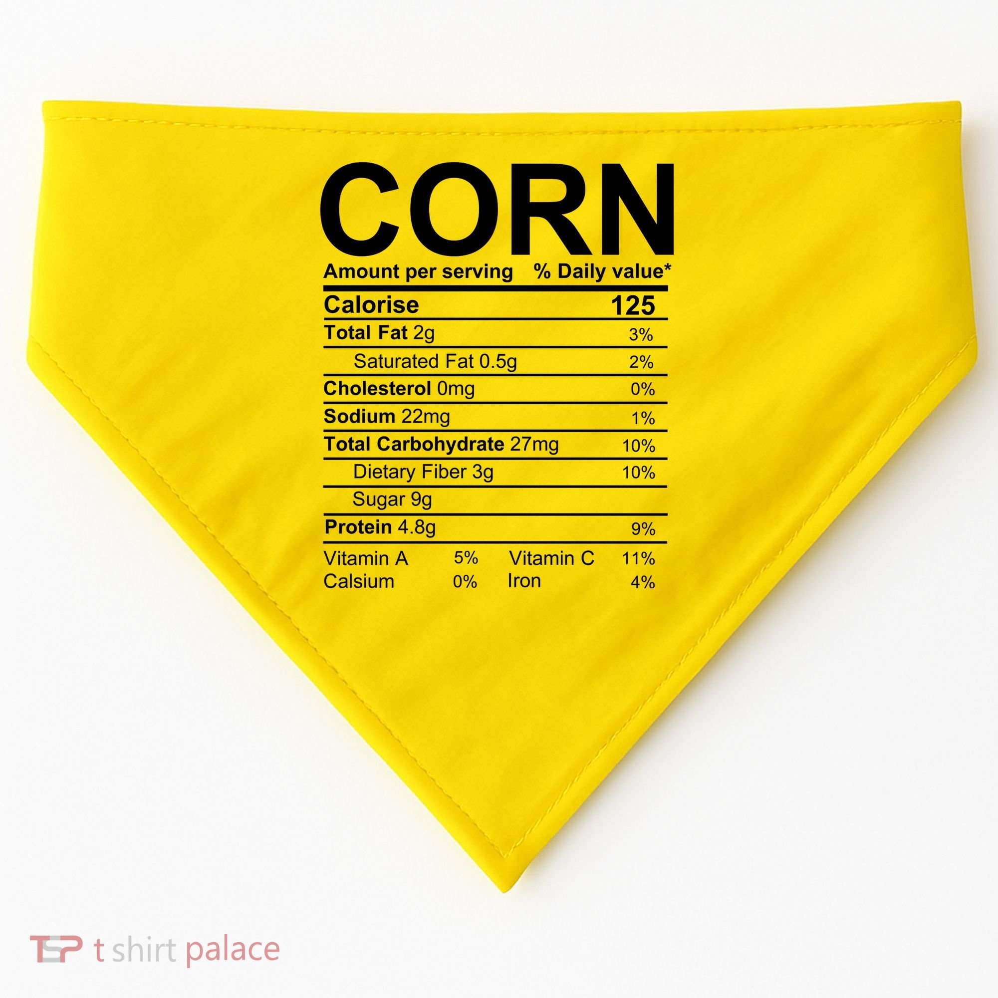 Corn Nutrition Facts Label USA-Made Doggie Bandana