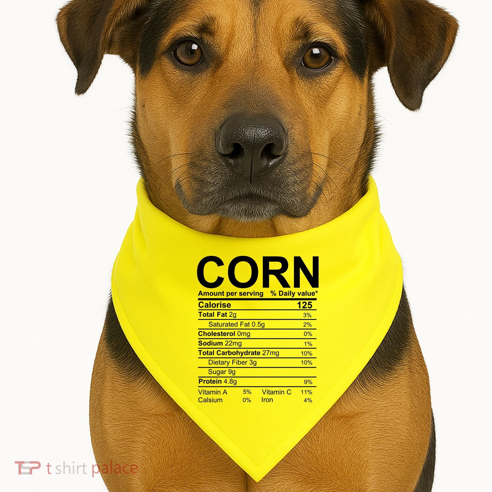Corn Nutrition Facts Label USA-Made Doggie Bandana