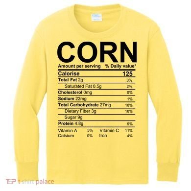Corn Nutrition Facts Label Kids Long Sleeve Shirt
