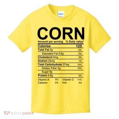 Corn Nutrition Facts Label Kids T-Shirt