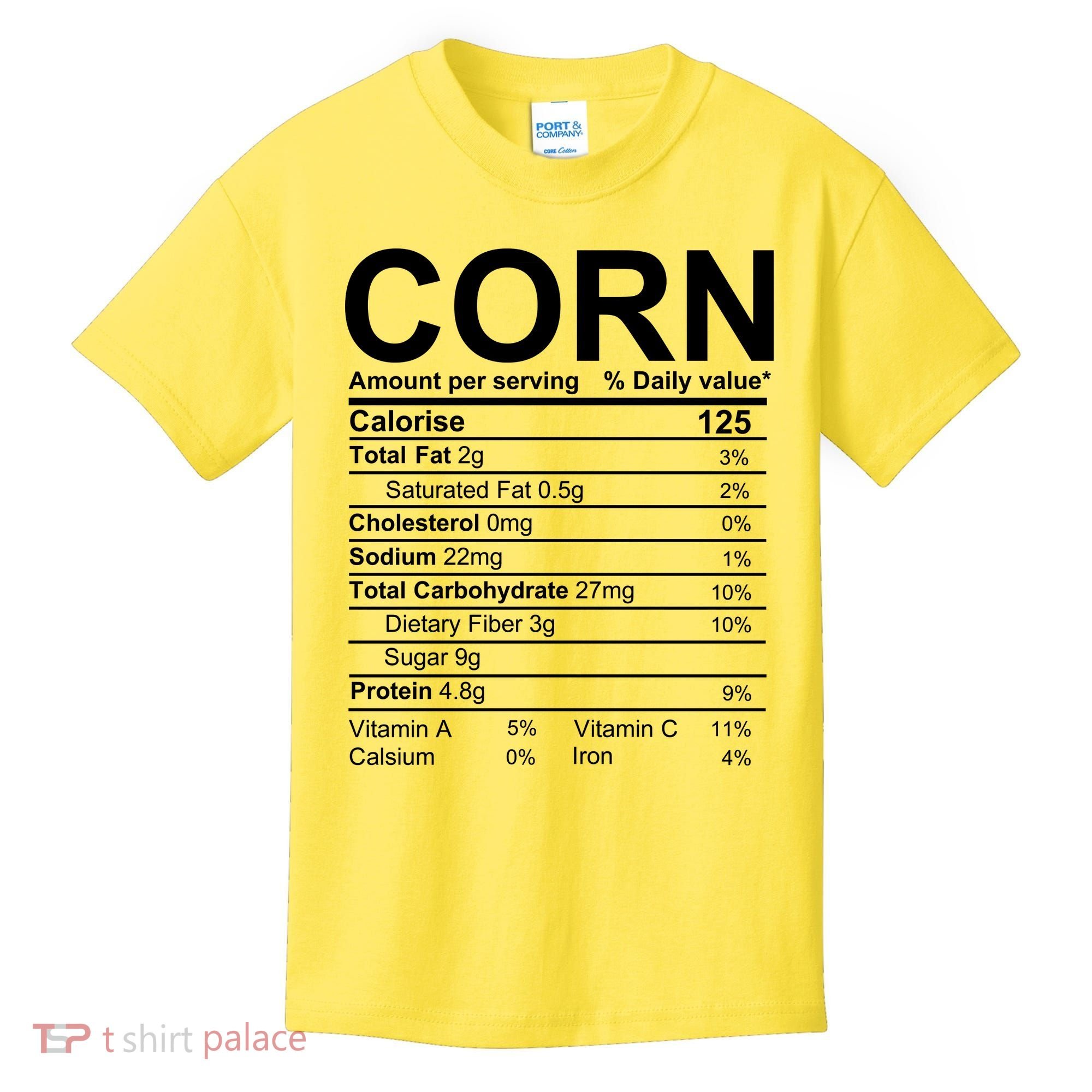 Corn Nutrition Facts Label Kids T-Shirt