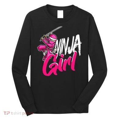Cute Ninja Fighter Costume Pink Ninja Long Sleeve Shirt