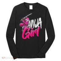 Cute Ninja Fighter Costume Pink Ninja Long Sleeve Shirt thumb 0