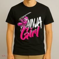 Cute Ninja Fighter Costume Pink Ninja T-Shirt thumb 3