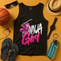 Cute Ninja Fighter Costume Pink Ninja Tank Top thumb 4