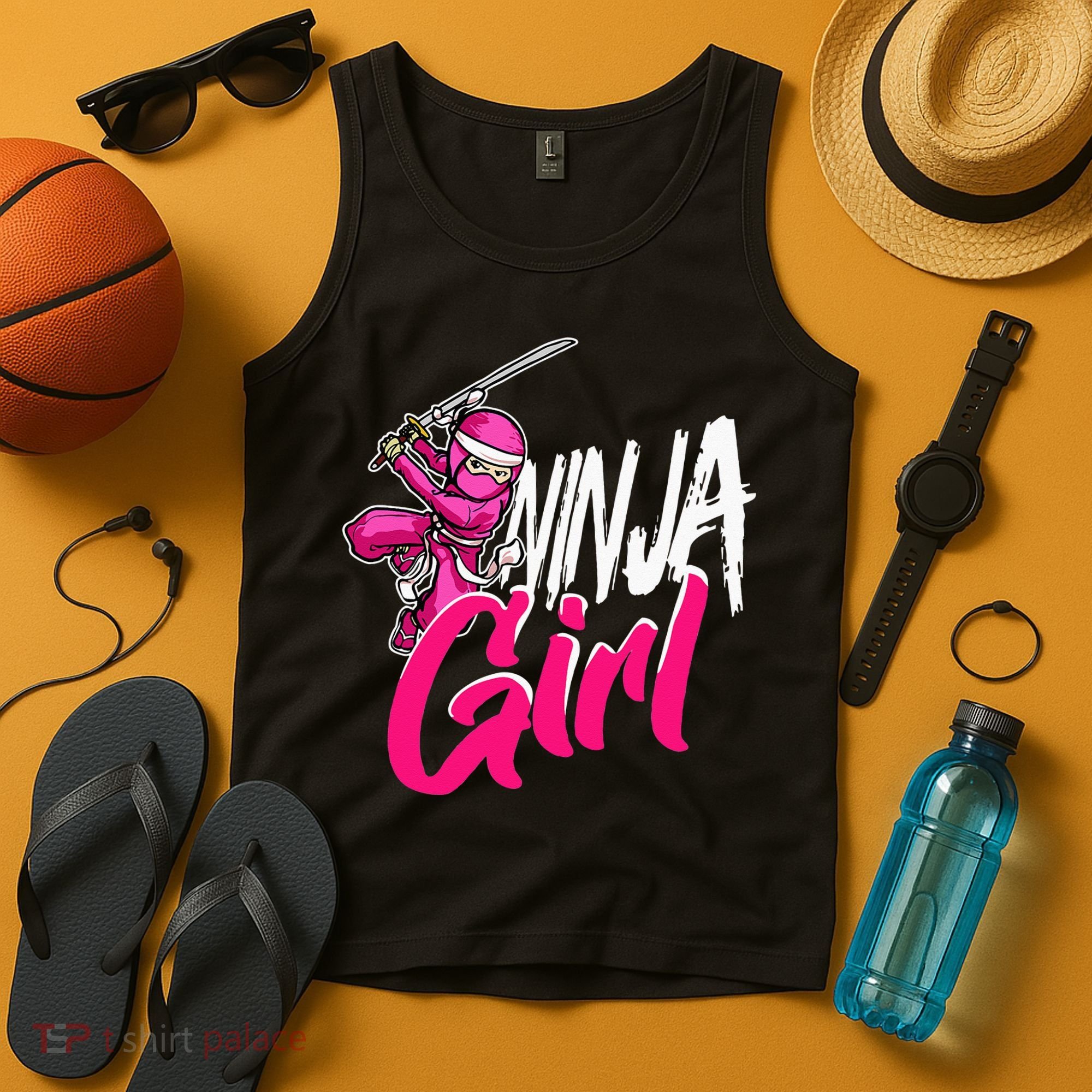 Cute Ninja Fighter Costume Pink Ninja Tank Top