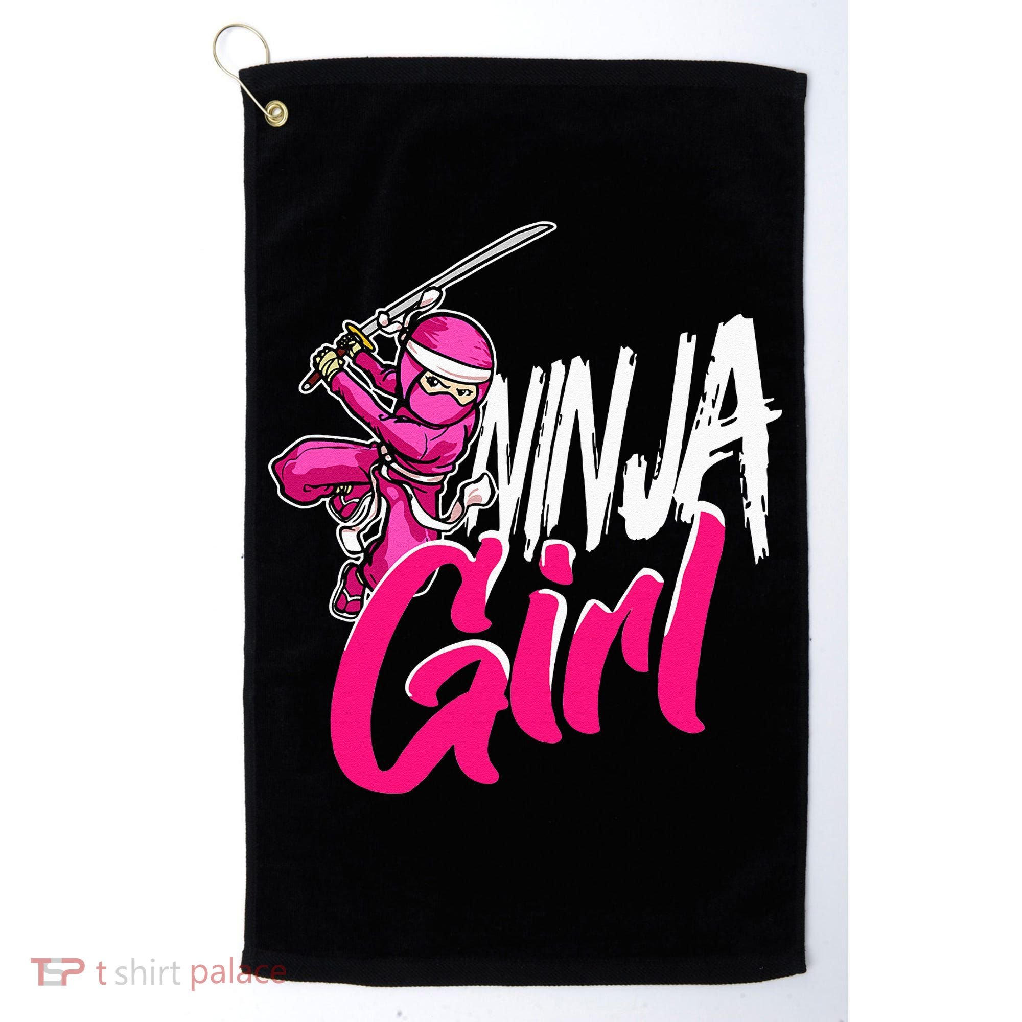Cute Ninja Fighter Costume Pink Ninja Golf Towel