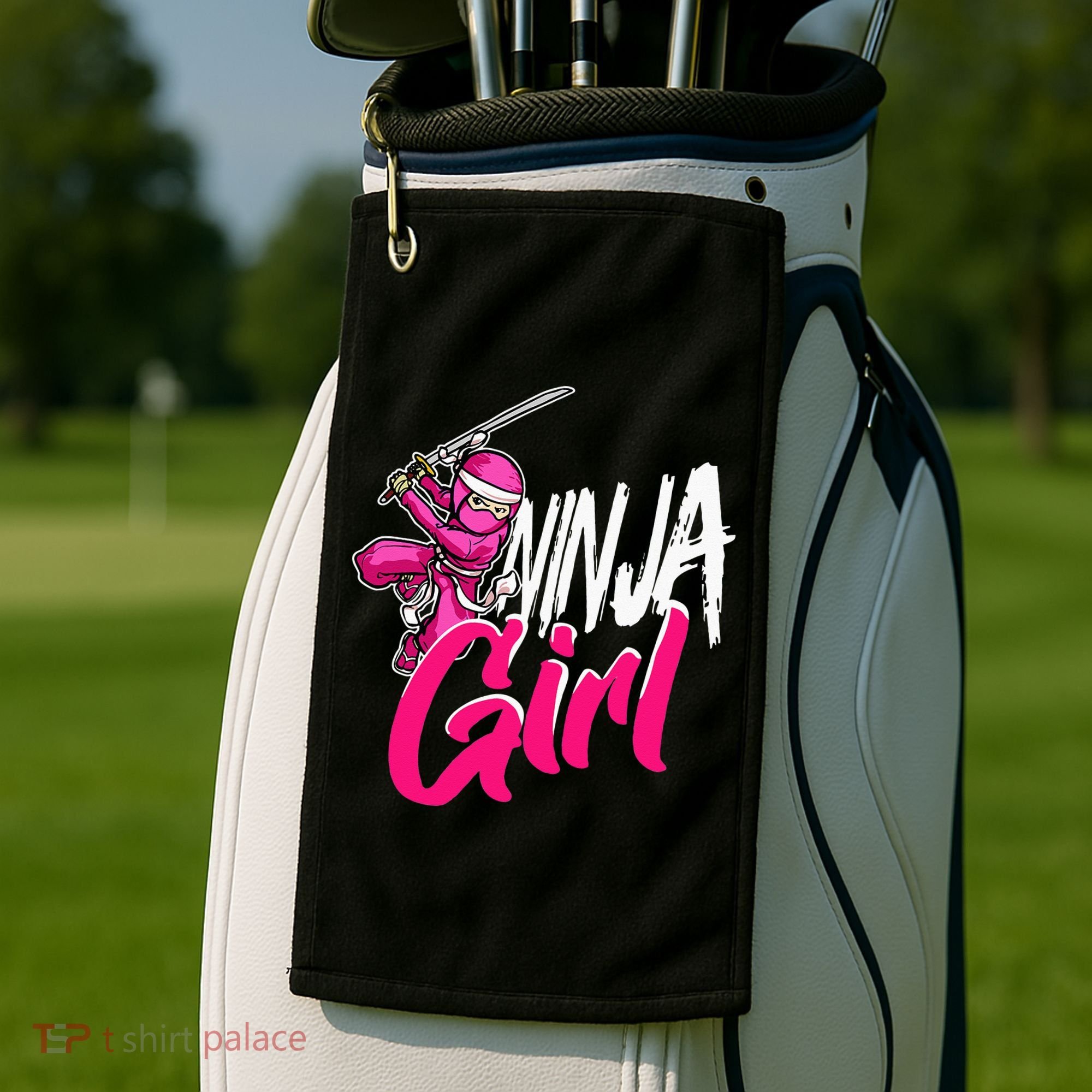 Cute Ninja Fighter Costume Pink Ninja Golf Towel