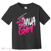 Cute Ninja Fighter Costume Pink Ninja Toddler T-Shirt thumb 0