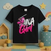 Cute Ninja Fighter Costume Pink Ninja Toddler T-Shirt thumb 3
