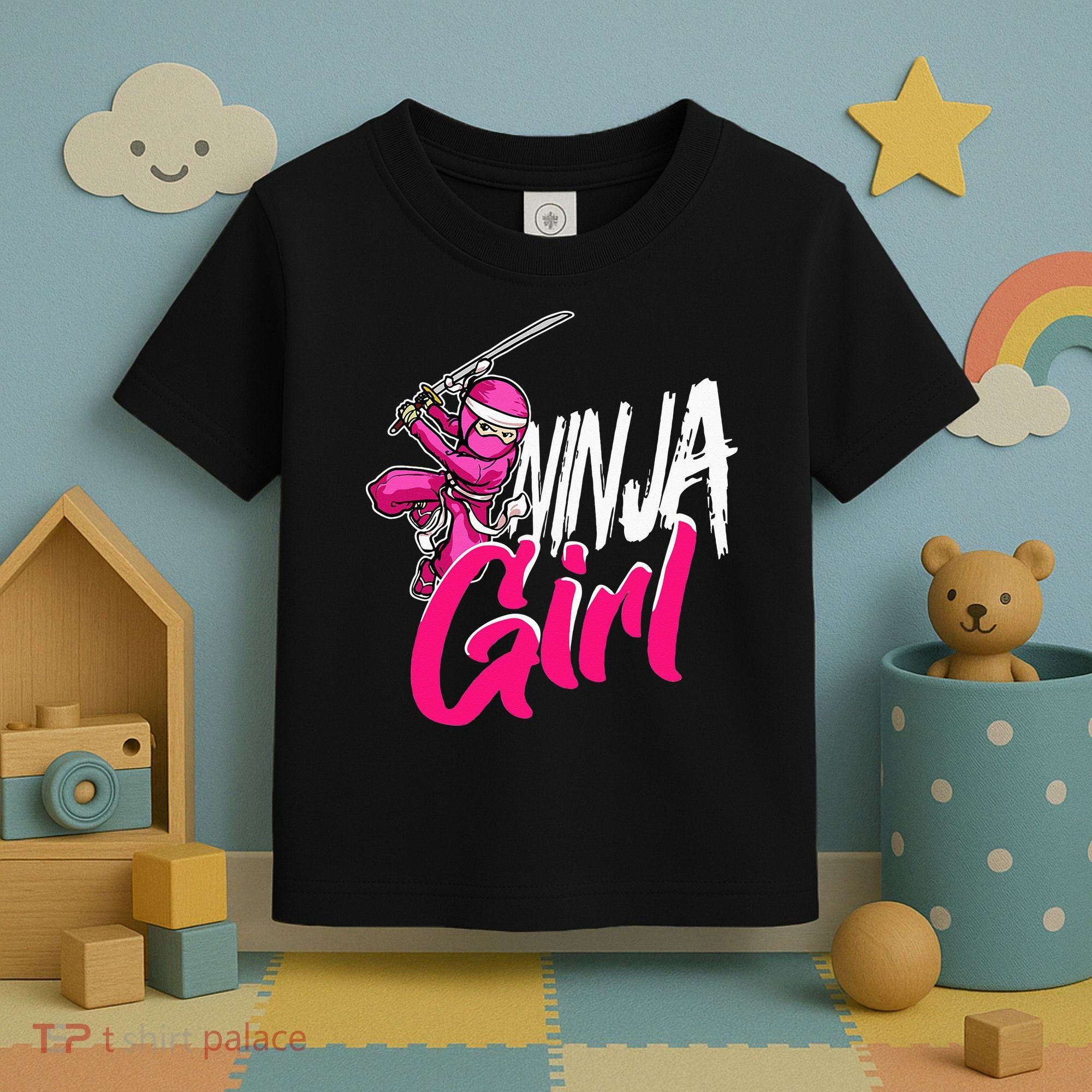 Cute Ninja Fighter Costume Pink Ninja Toddler T-Shirt
