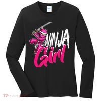 Cute Ninja Fighter Costume Pink Ninja Women's Long Sleeve Shirt thumb 0