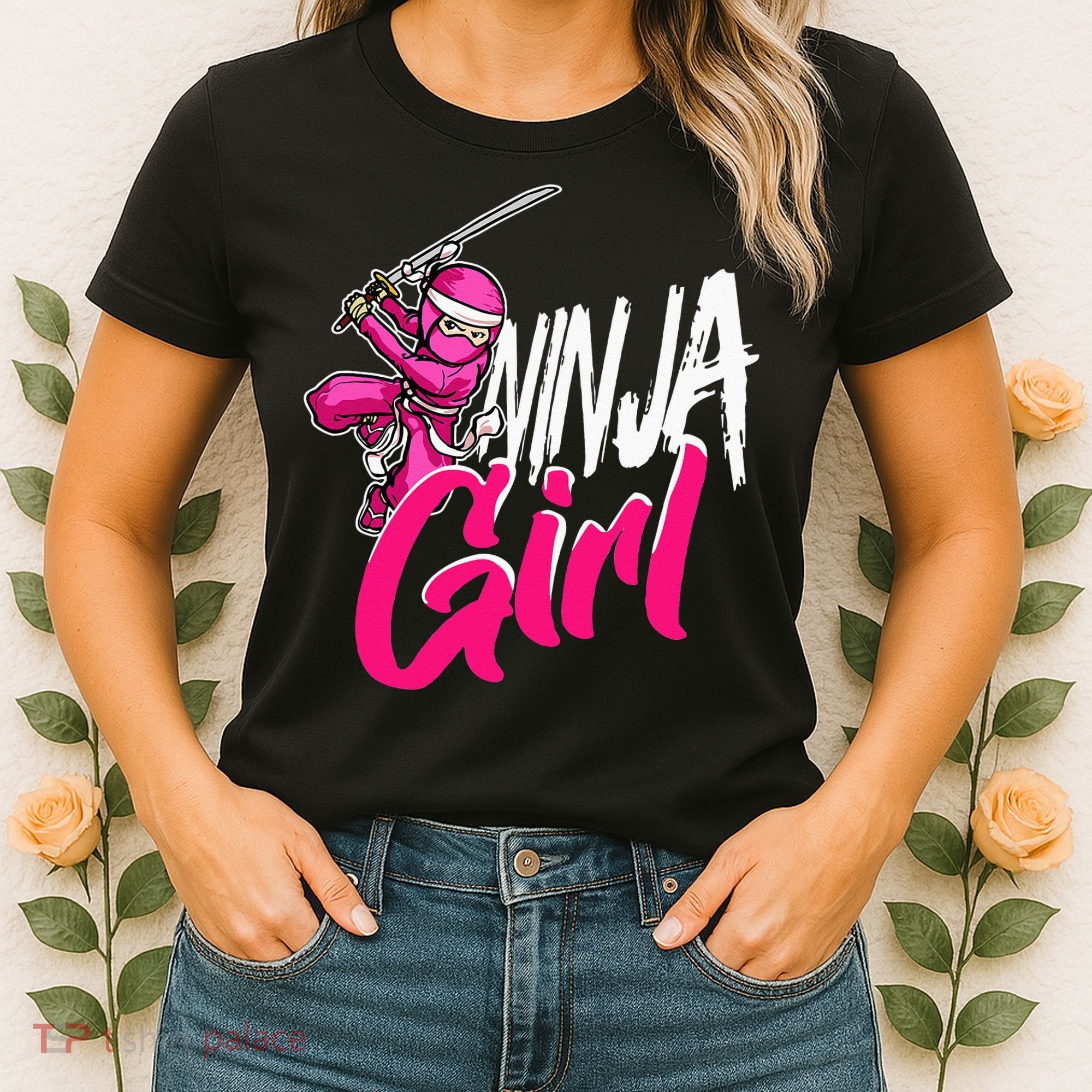 Cute Ninja Fighter Costume Pink Ninja Women's T-Shirt