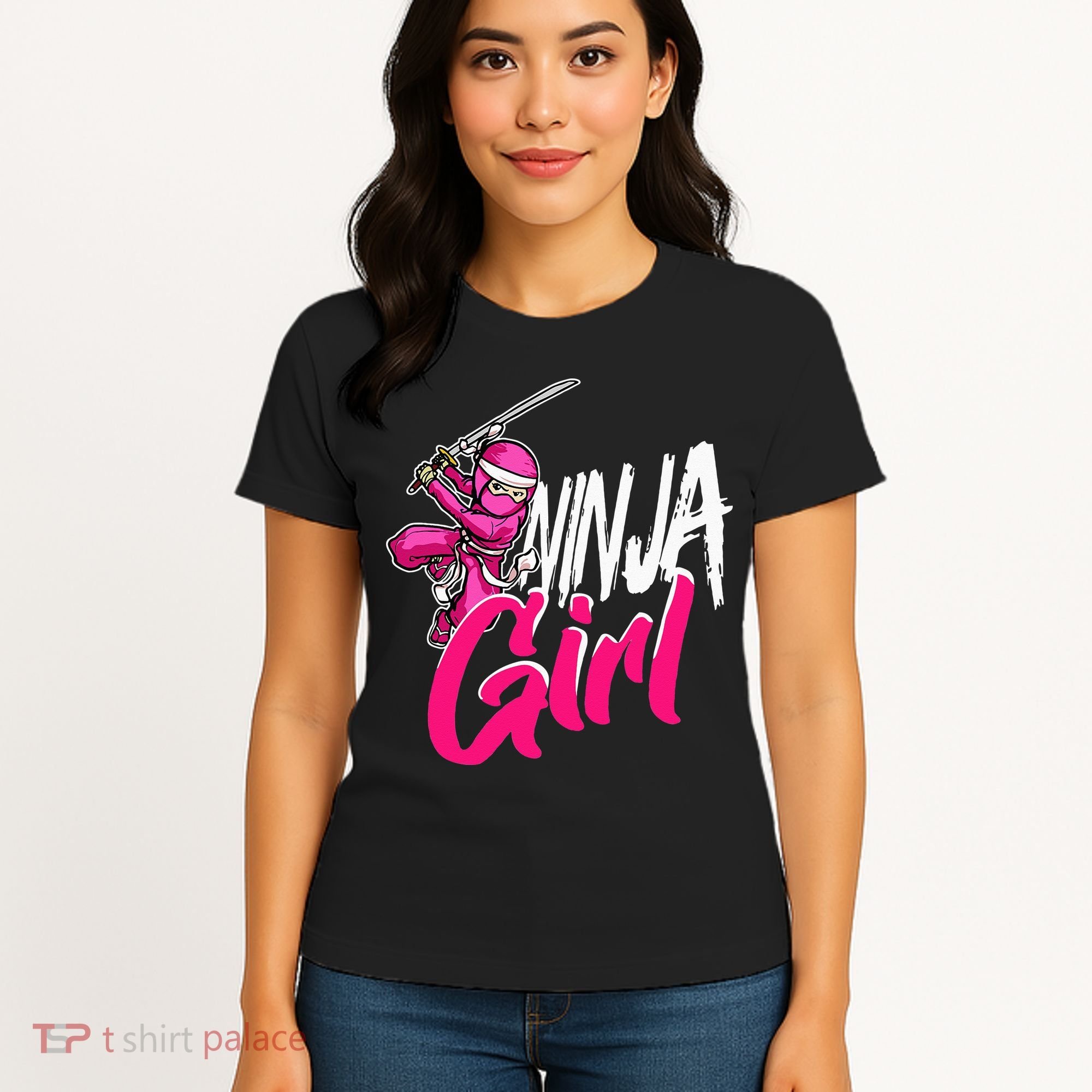 Cute Ninja Fighter Costume Pink Ninja Women's T-Shirt