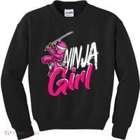 Cute Ninja Fighter Costume Pink Ninja Kids Sweatshirt thumb 0