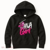 Cute Ninja Fighter Costume Pink Ninja Kids Hoodie thumb 0