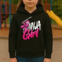 Cute Ninja Fighter Costume Pink Ninja Kids Hoodie thumb 3