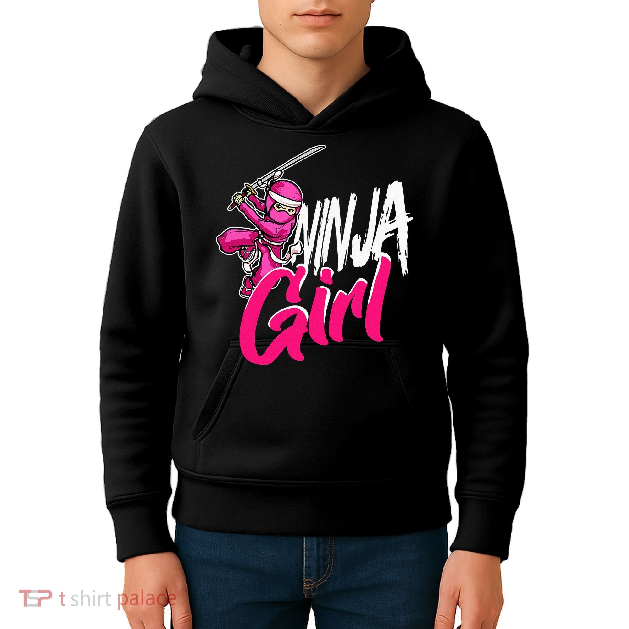 Cute Ninja Fighter Costume Pink Ninja Kids Hoodie
