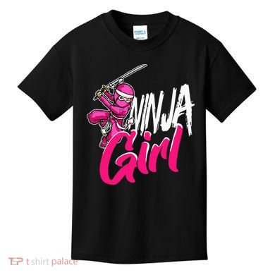 Cute Ninja Fighter Costume Pink Ninja Kids T-Shirt