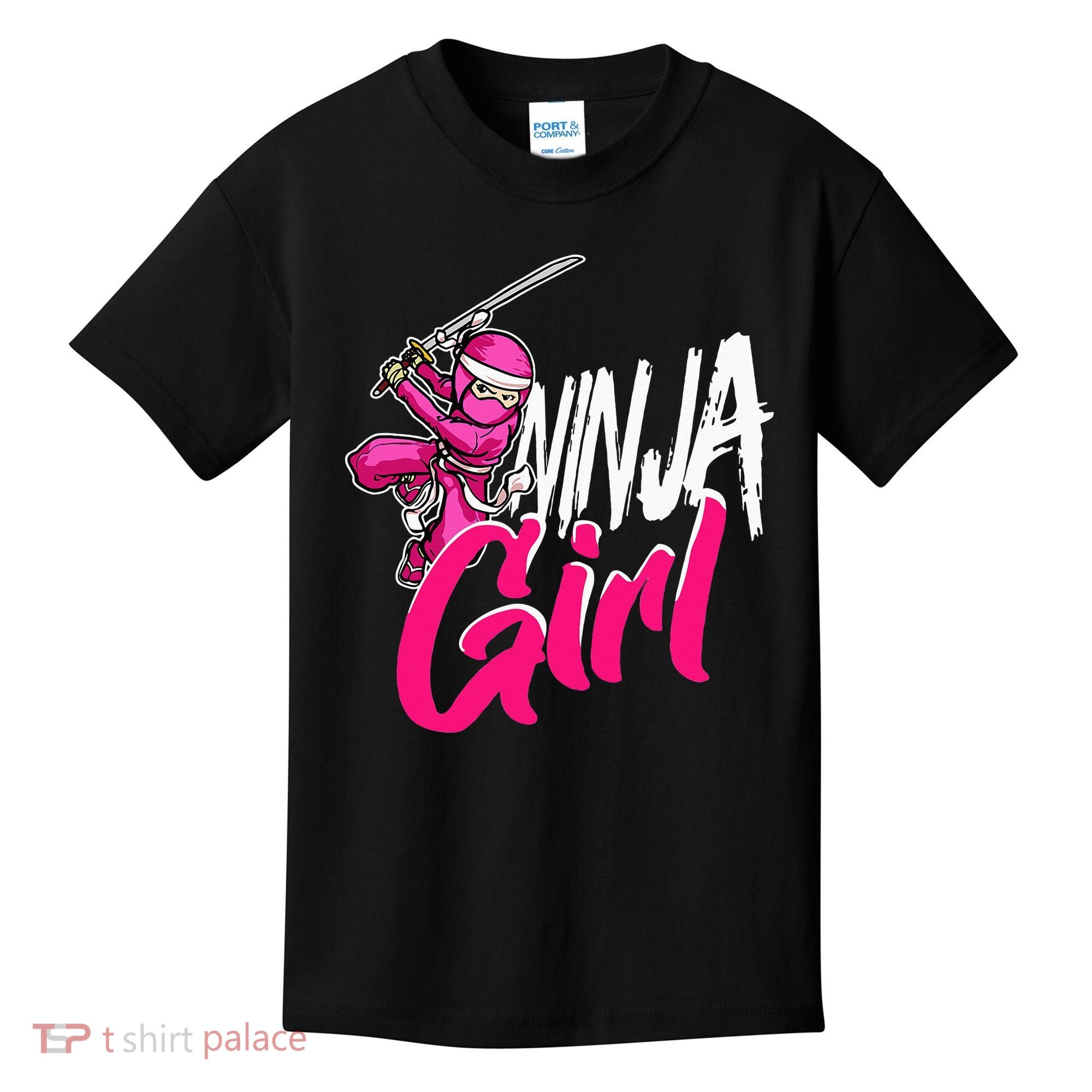 Cute Ninja Fighter Costume Pink Ninja Kids T-Shirt