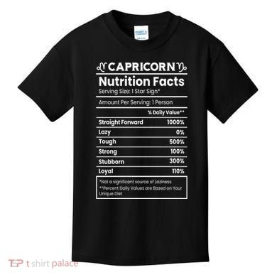 Capricorn Nutrition Facts Kids T-Shirt