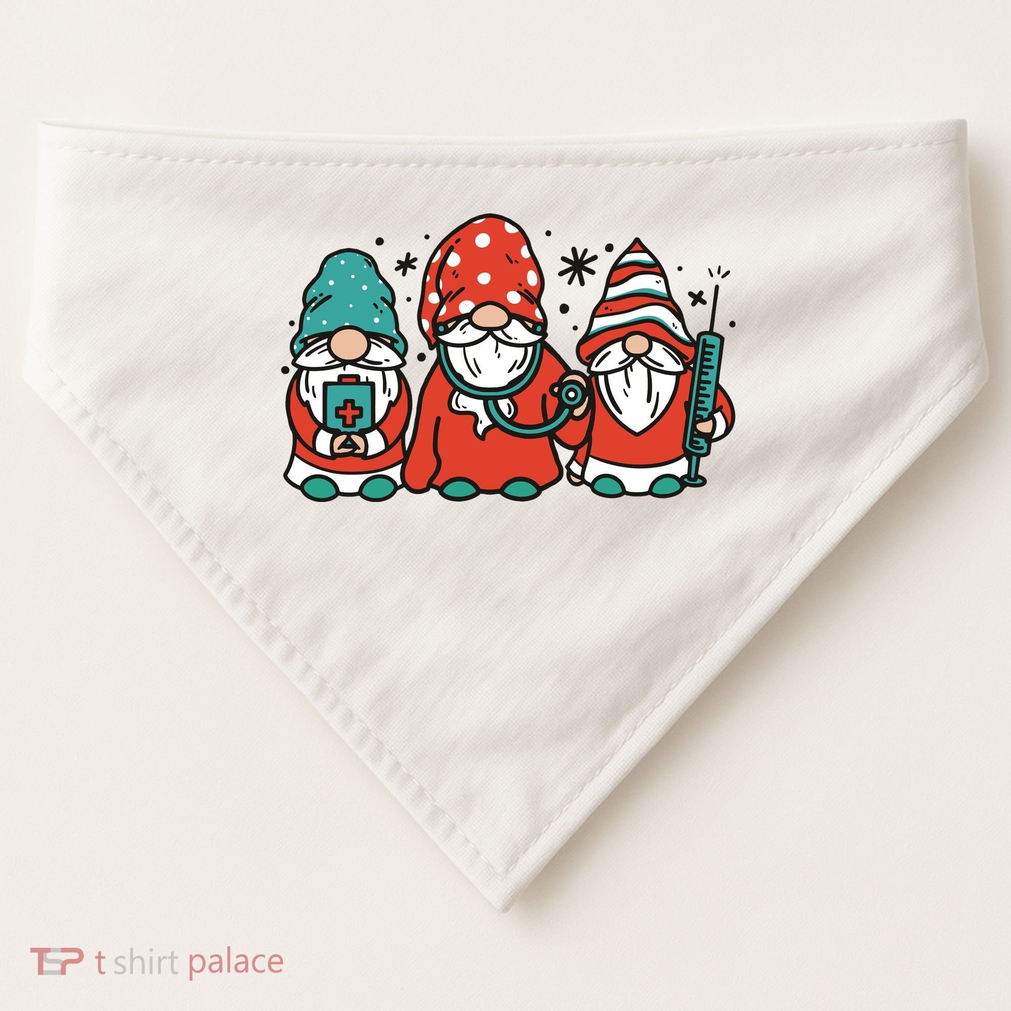 Christmas Nurse Gnomes Holiday USA-Made Doggie Bandana