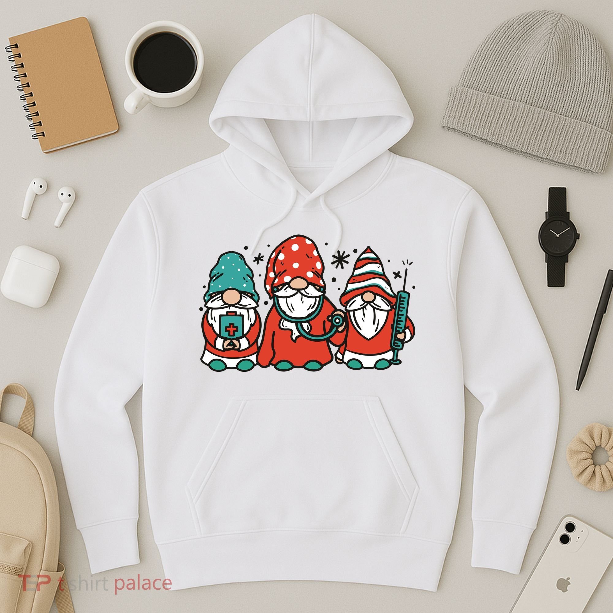 Christmas Nurse Gnomes Holiday Hoodie