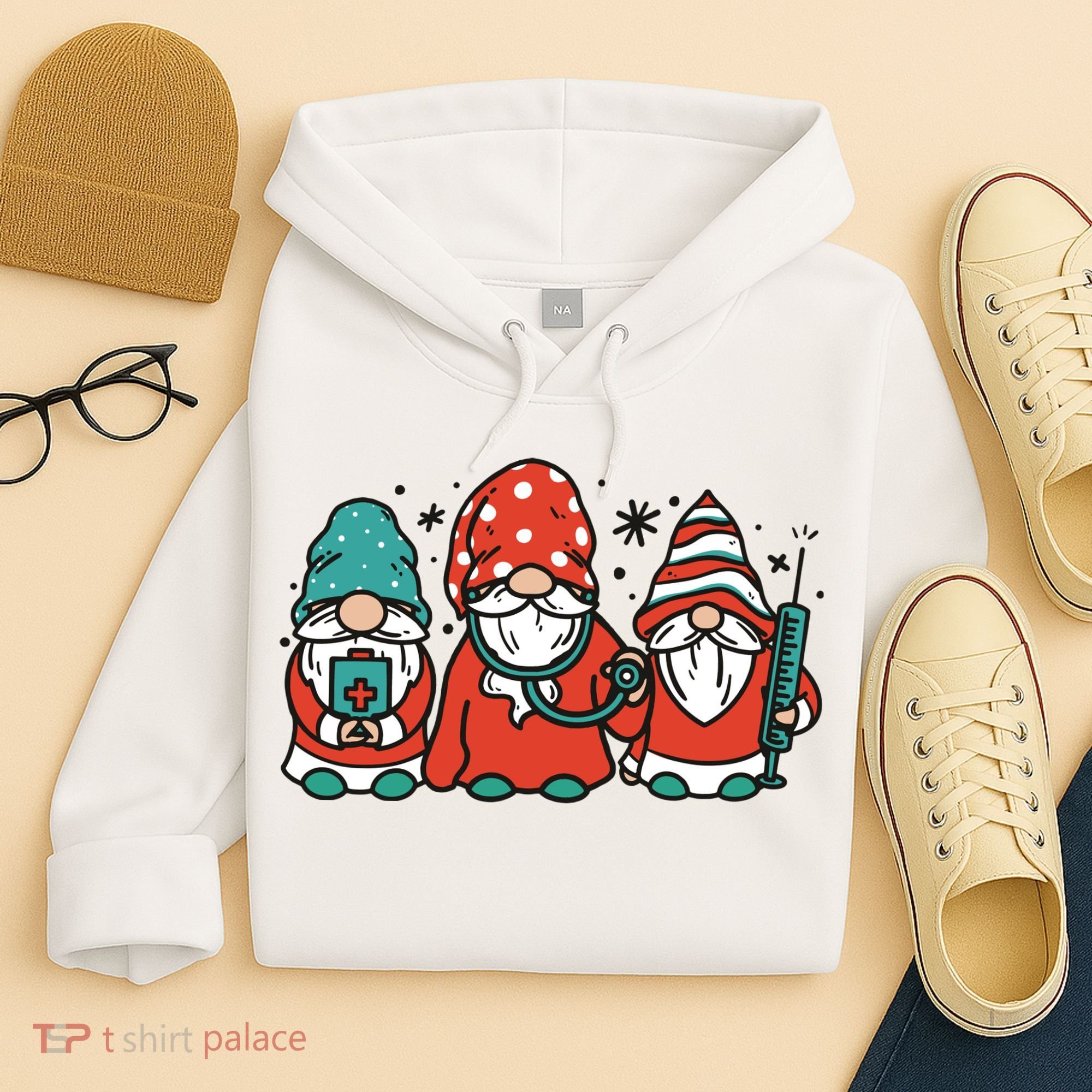 Christmas Nurse Gnomes Holiday Hoodie