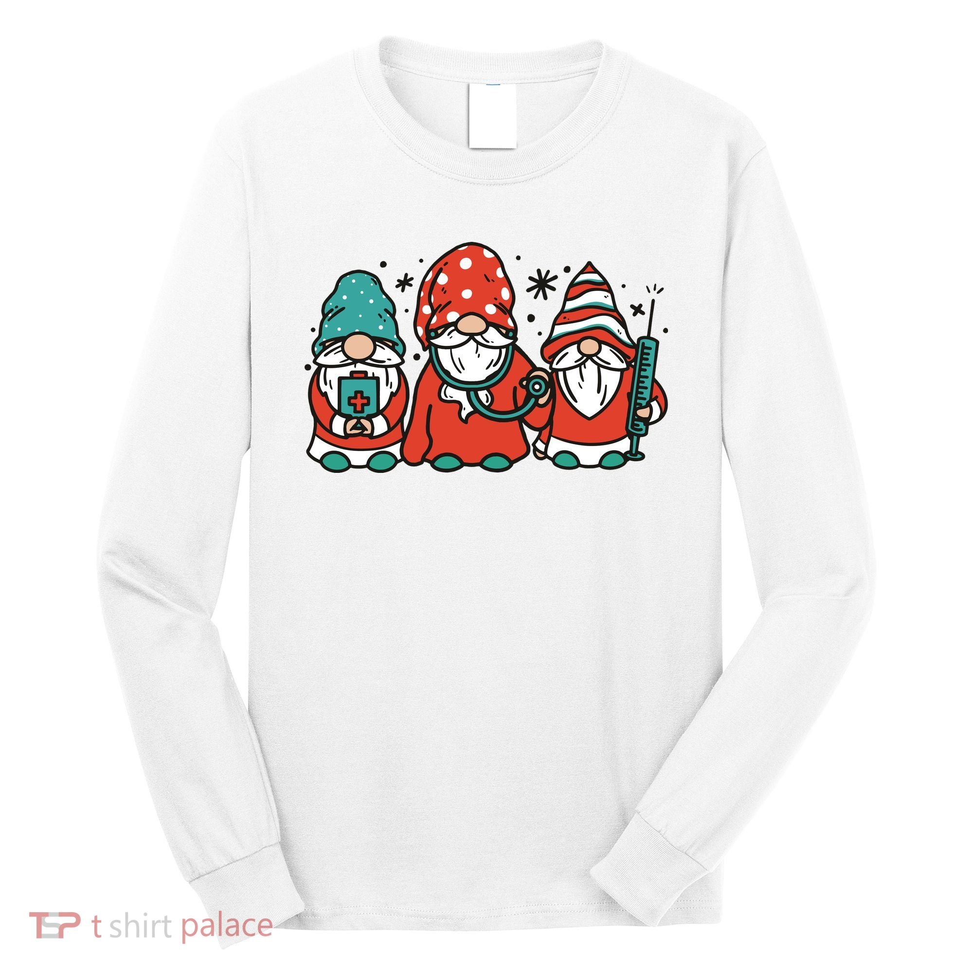 Christmas Nurse Gnomes Holiday Long Sleeve Shirt