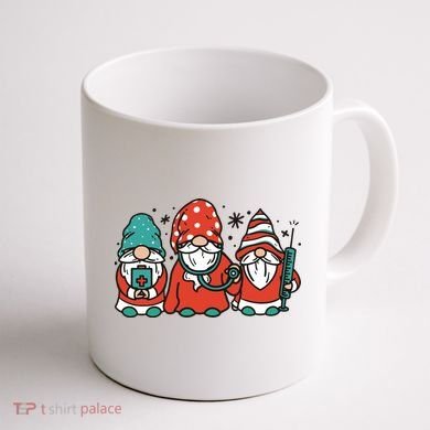 Christmas Nurse Gnomes Holiday Coffee Mug back
