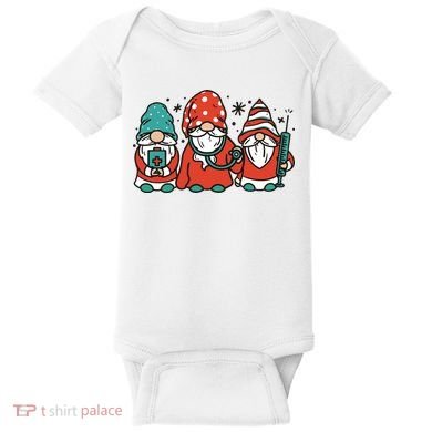 Christmas Nurse Gnomes Holiday Baby Bodysuit