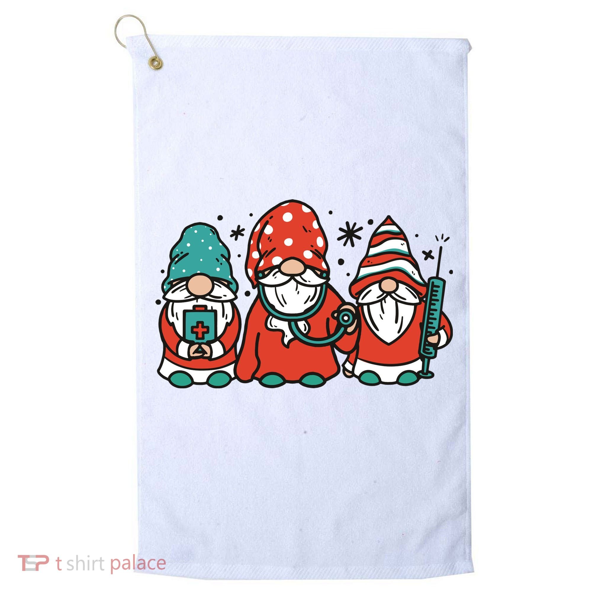 Christmas Nurse Gnomes Holiday Golf Towel