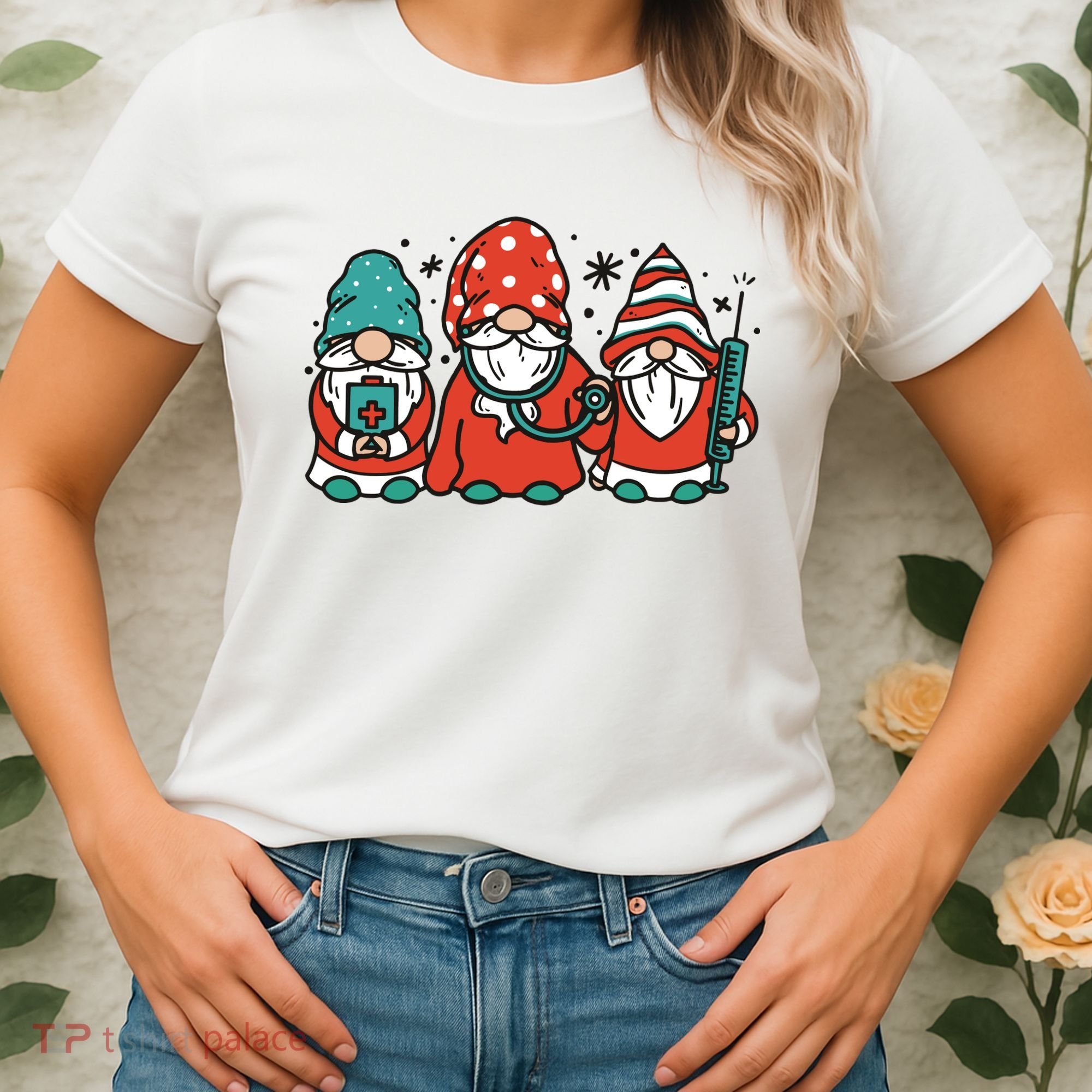 Christmas Nurse Gnomes Holiday Women's T-Shirt